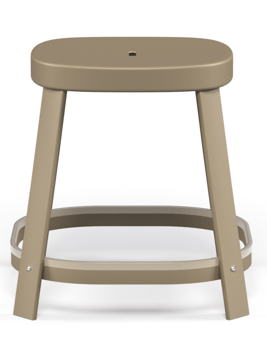 Thor Dining Stool: Niedriger Barhocker für den Außenbereich von Emu, modernes Design in Beige.
