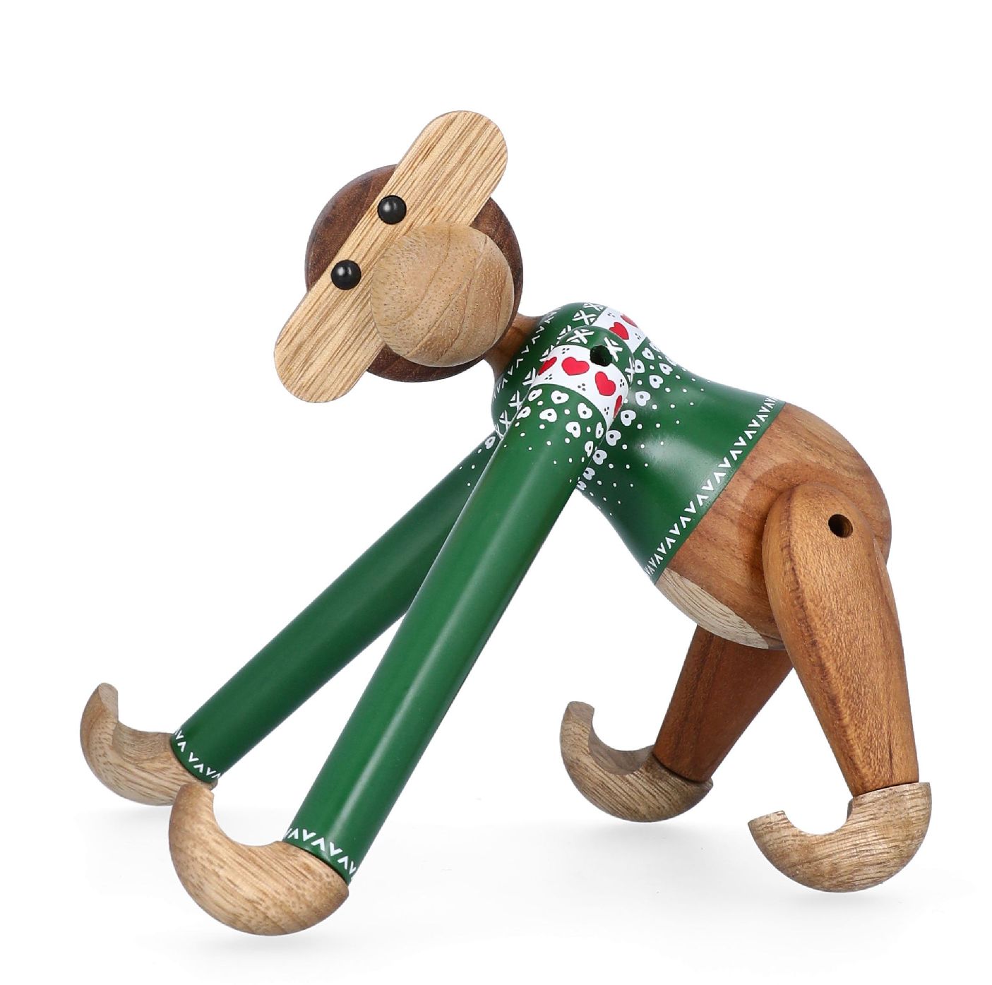 Kersttrui-aapje groen klein houten beeldje Kay Bojesen 