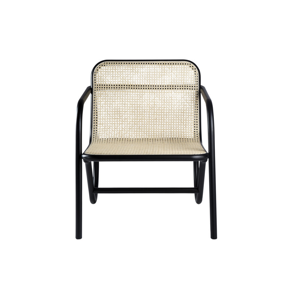 N. 200 Sessel von Wiener GTV Design mit schwarzem Gestell und Wiener Geflecht.