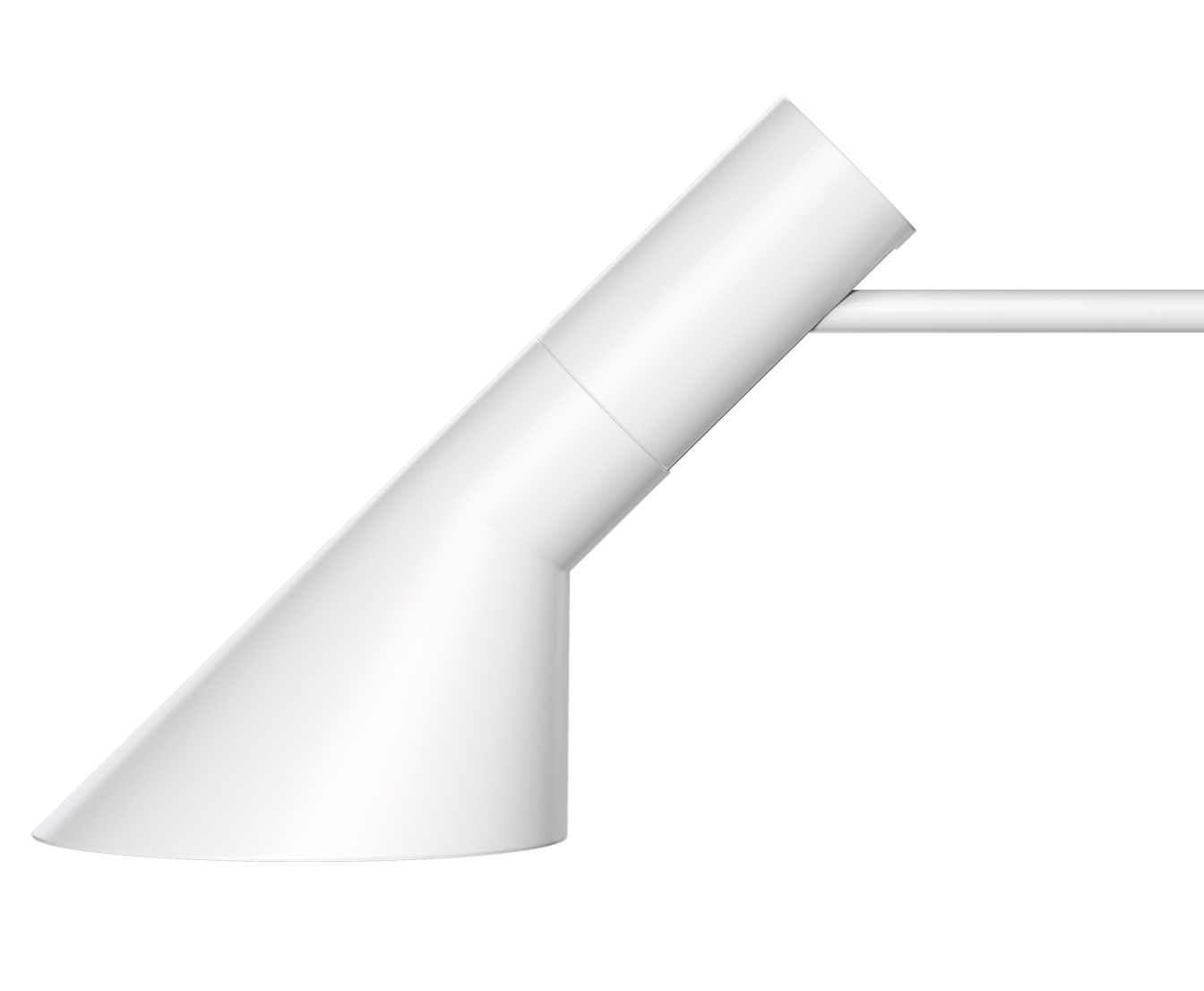 Nahaufnahme der weißen AJ Wandleuchte von Louis Poulsen, modernes Design für Innenbeleuchtung.