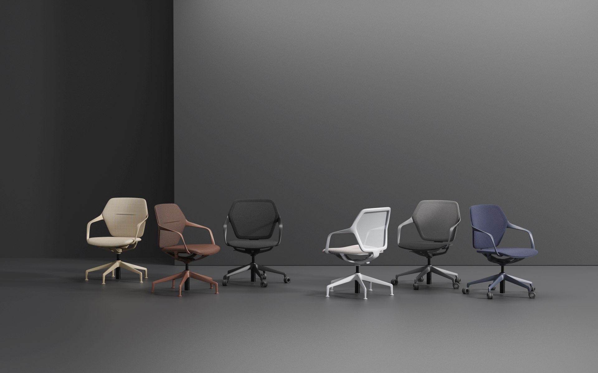 Ray Work Bürodrehstuhl von Brunner in verschiedenen Farben, ergonomisch und modern für das Büro.