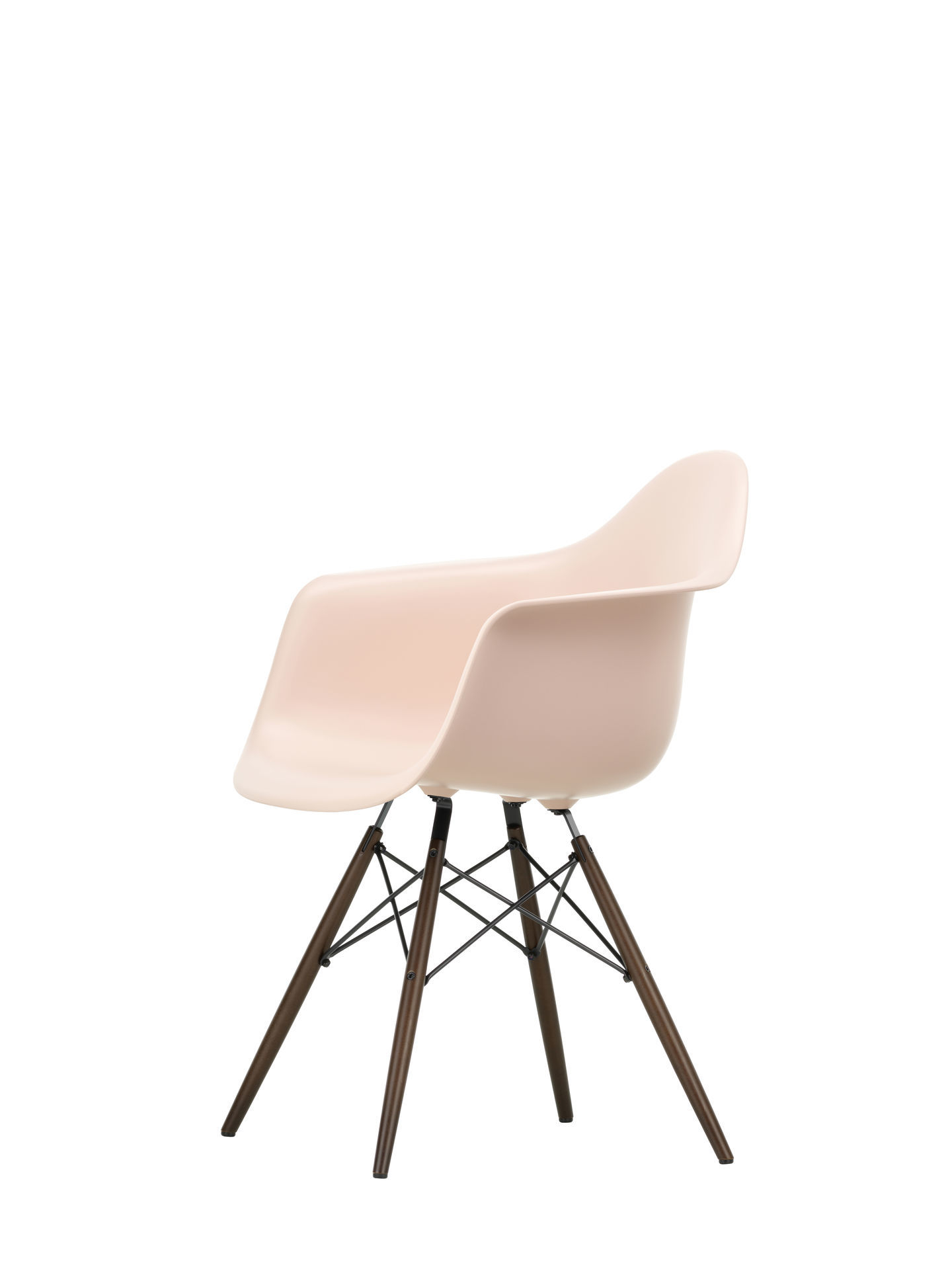 Eames Plastic Arm Chair DAW Stuhl in Ahorn Gelblich/Cotton white von Vitra, Rückansicht.