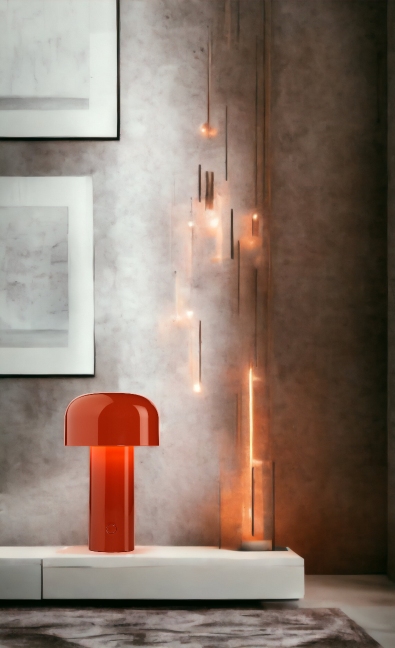 Indisch gelbe Bellhop Akku Tischleuchte von Flos, modernes Design, warmes Licht.