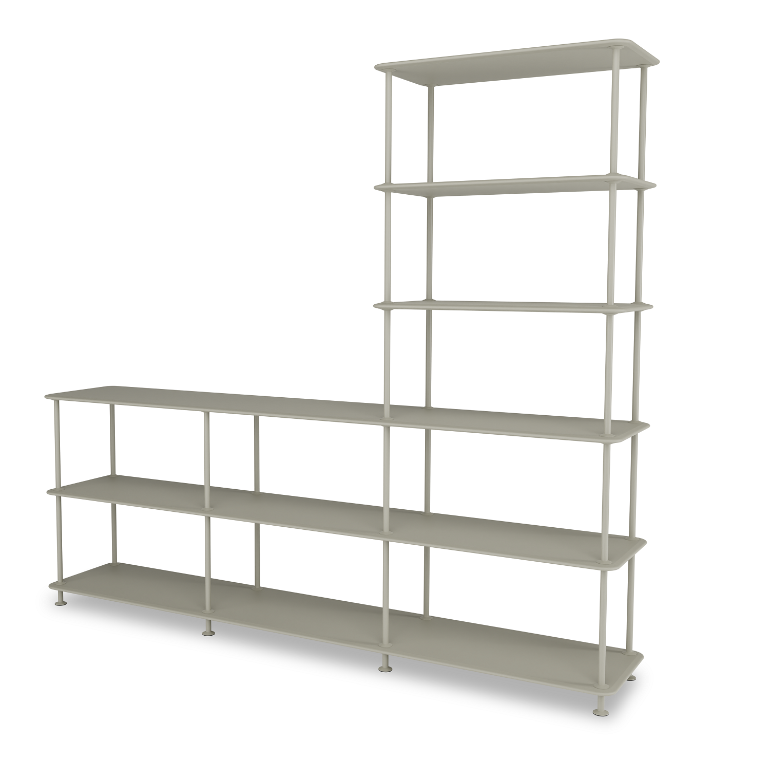 Montana Free Regal in Beige: Modernes, modulares Regalsystem für Wohnzimmer und Büro.