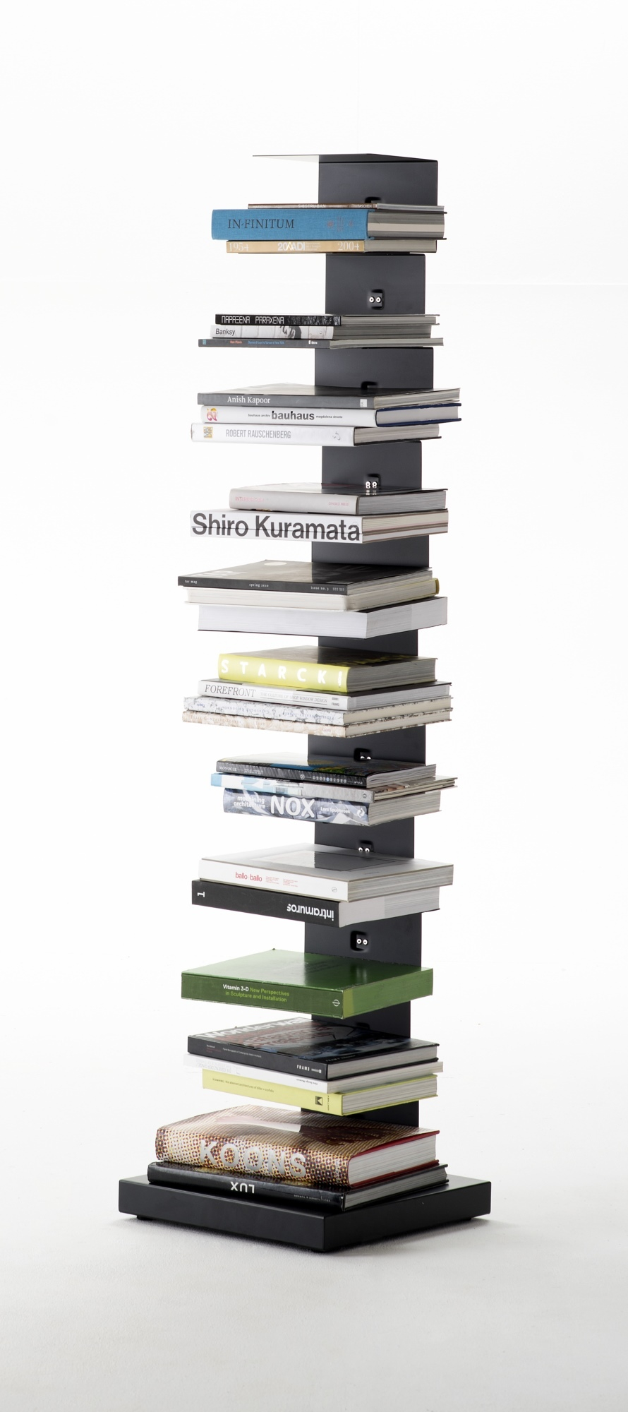 Ptolomeo Art Bücherregal: Freistehendes, schwarzes Bücherregal mit Büchern, modernes Design für Wohnzimmer und Büro.