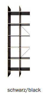 Schwarzes FNP Regal von Nils Holger Moormann: Modernes Bücherregal mit minimalistischem Design für Wohnzimmer und Büro.