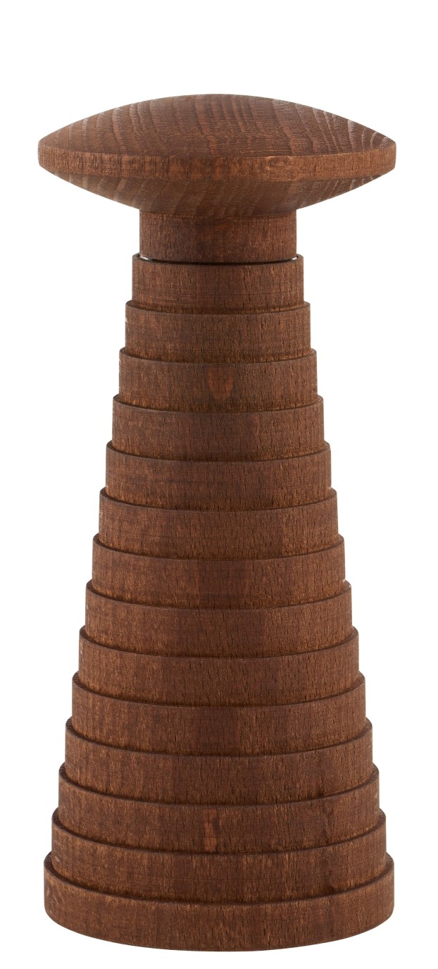 Alessi Yucatan Mühle aus Holz, braune Gewürzmühle mit geriffelter Oberfläche für Küche und Tisch.