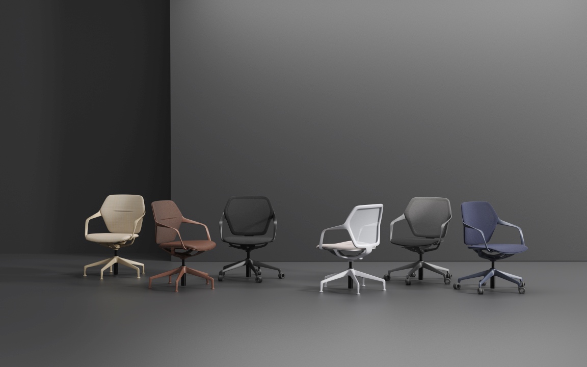 Reihe von Brunner Ray Work Bürodrehstühlen in verschiedenen Farben, ergonomisch und modern.