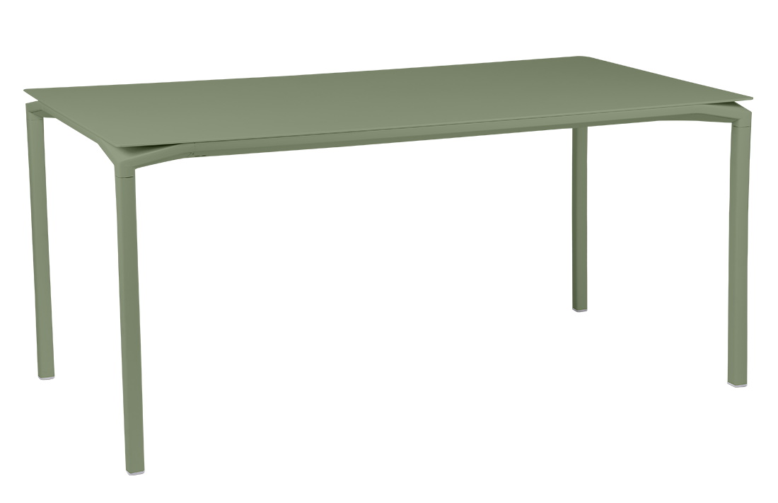 Calvi Gartentisch von Fermob in Grün, moderner Outdoor-Tisch mit minimalistischem Design für Garten und Terrasse.