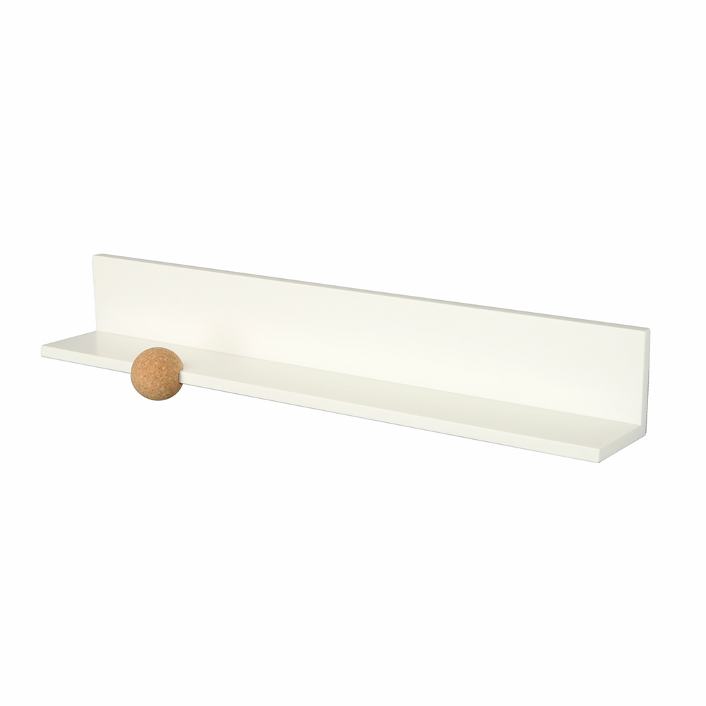 Weißes Wandboard Loca mit Korkelement, modernes Regal für Wohnzimmer und Kinderzimmer.