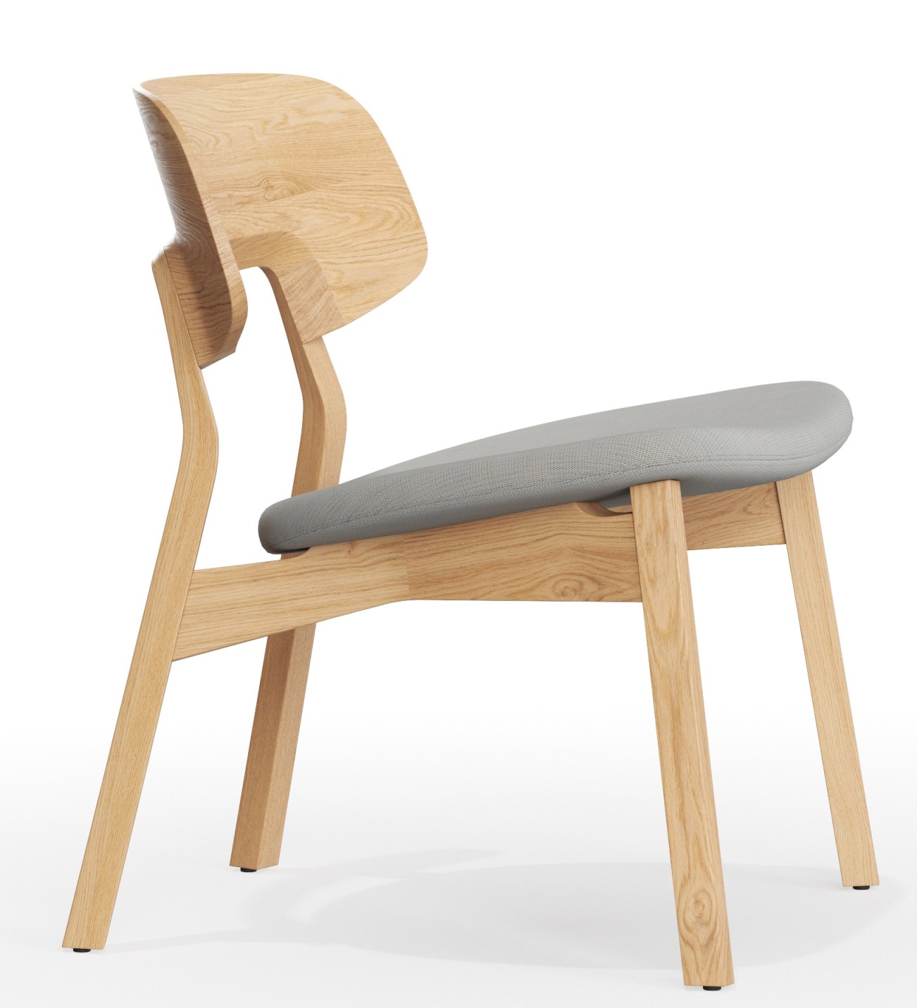 Nonoto Lounge Chair Cocktailsessel mit Sitzpolster, helles Holz, grauer Bezug, modernes Design für Wohnzimmer und Büro.