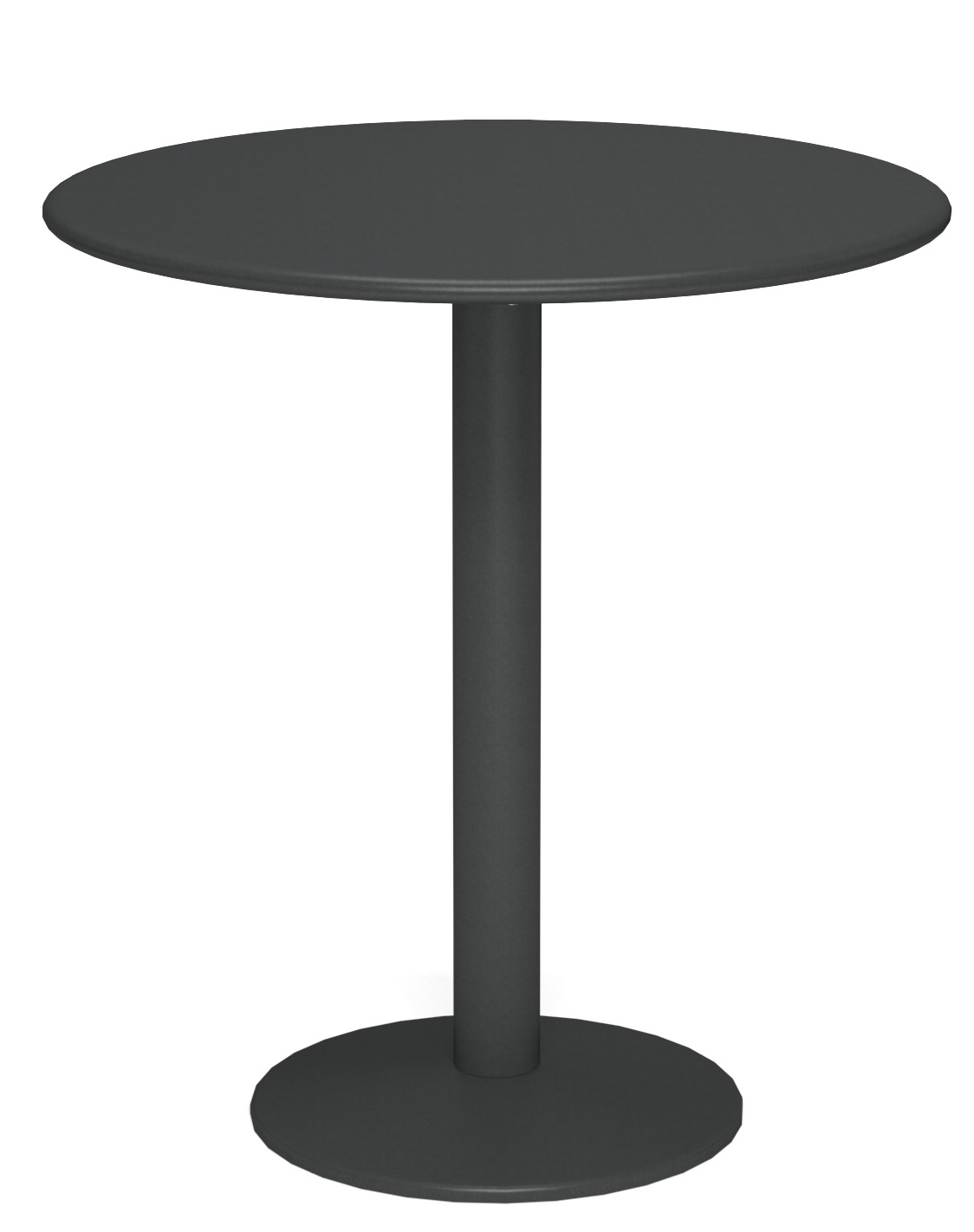 Anthrazitfarbener Thor Round Table Tisch von Emu, runder Gartentisch mit zentralem Standfuß für den Außenbereich.