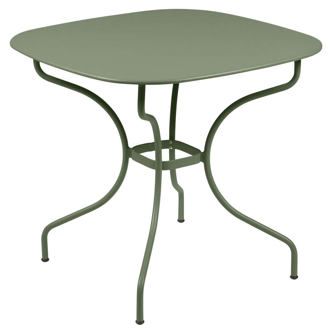 Grüner Opéra+ Carronde Gartentisch 82x82 cm von Fermob, ideal für den Außenbereich.