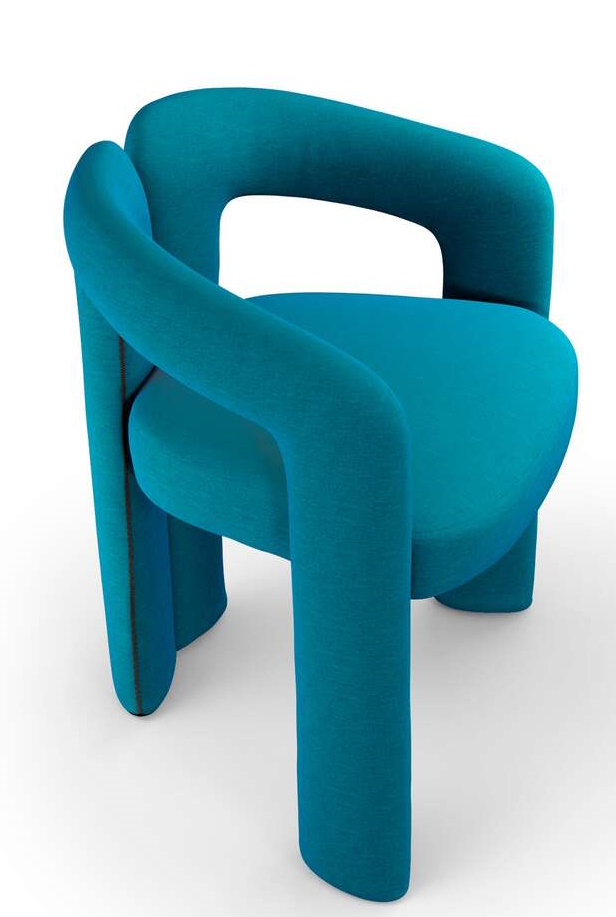 Cassina 562 Dudet Sessel in Türkis: Moderner Design-Sessel mit abgerundeten Formen und Stoffbezug für Wohnzimmer und Büro.