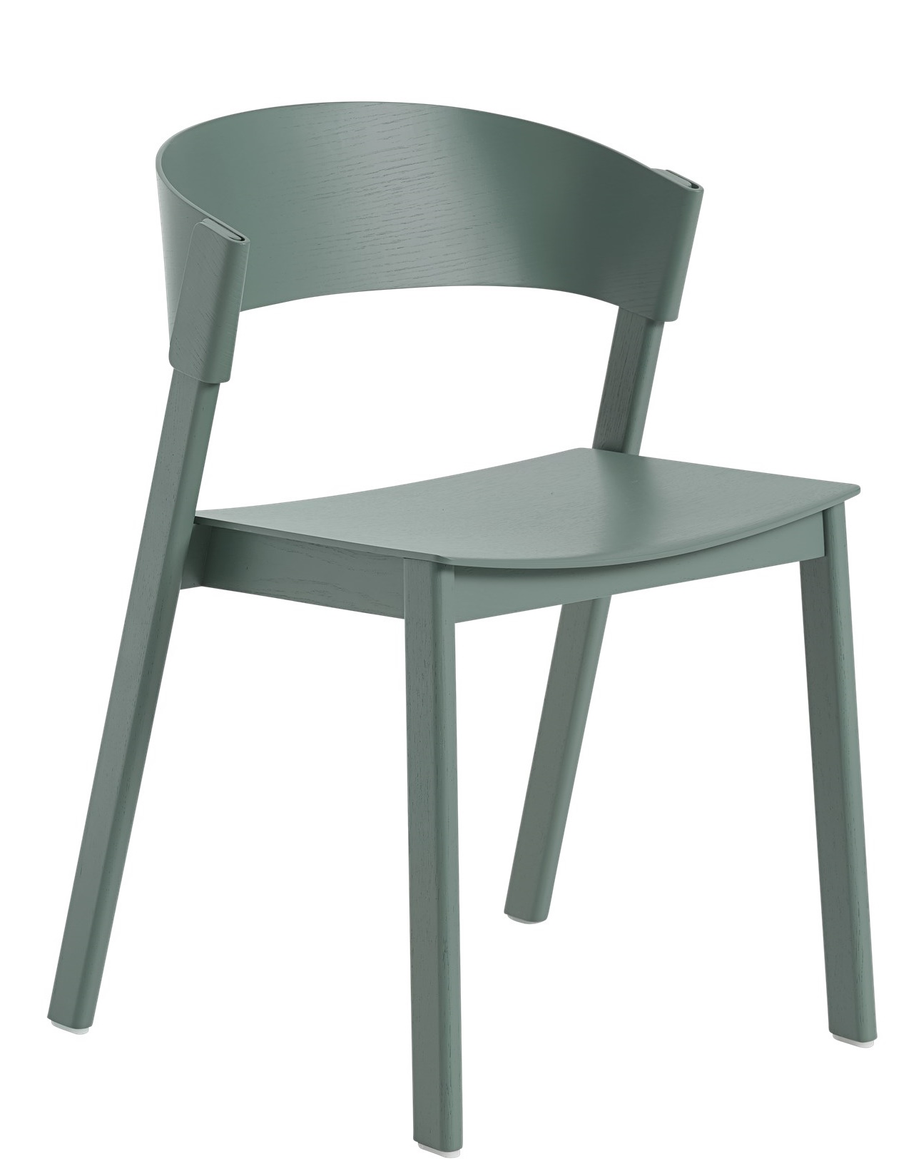 Cover  Side Chair Stuhl von Muuto, moderner Holzstuhl in Grün für Esszimmer und Wohnbereich.