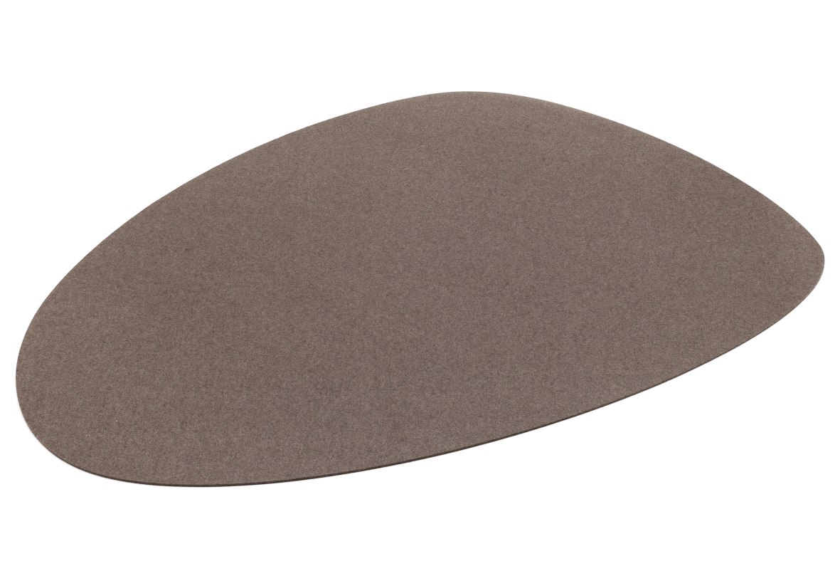 Hey Sign Stone Teppich, brauner Wollfilzteppich in organischer Form, moderner Teppich für Wohnzimmer und Schlafzimmer.