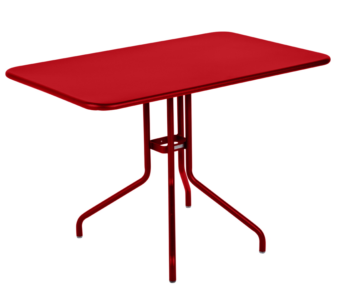 Roter Pétale Tisch 110x70 cm von Fermob für den Außenbereich, modernes Design mit Stahlgestell.