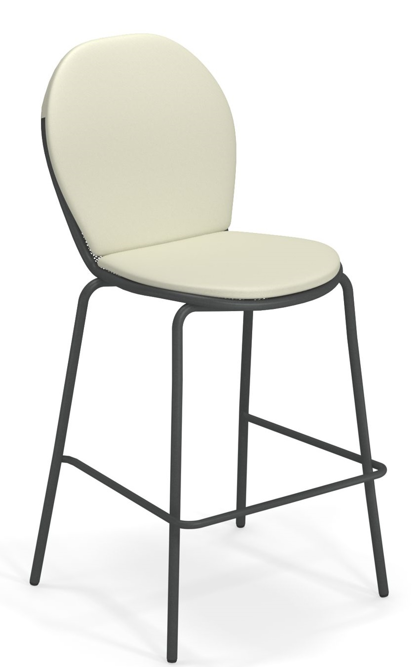 Ronda Barhocker von Emu mit cremefarbener Sitzfläche und Rückenlehne, modernes Design für Küche oder Bar.