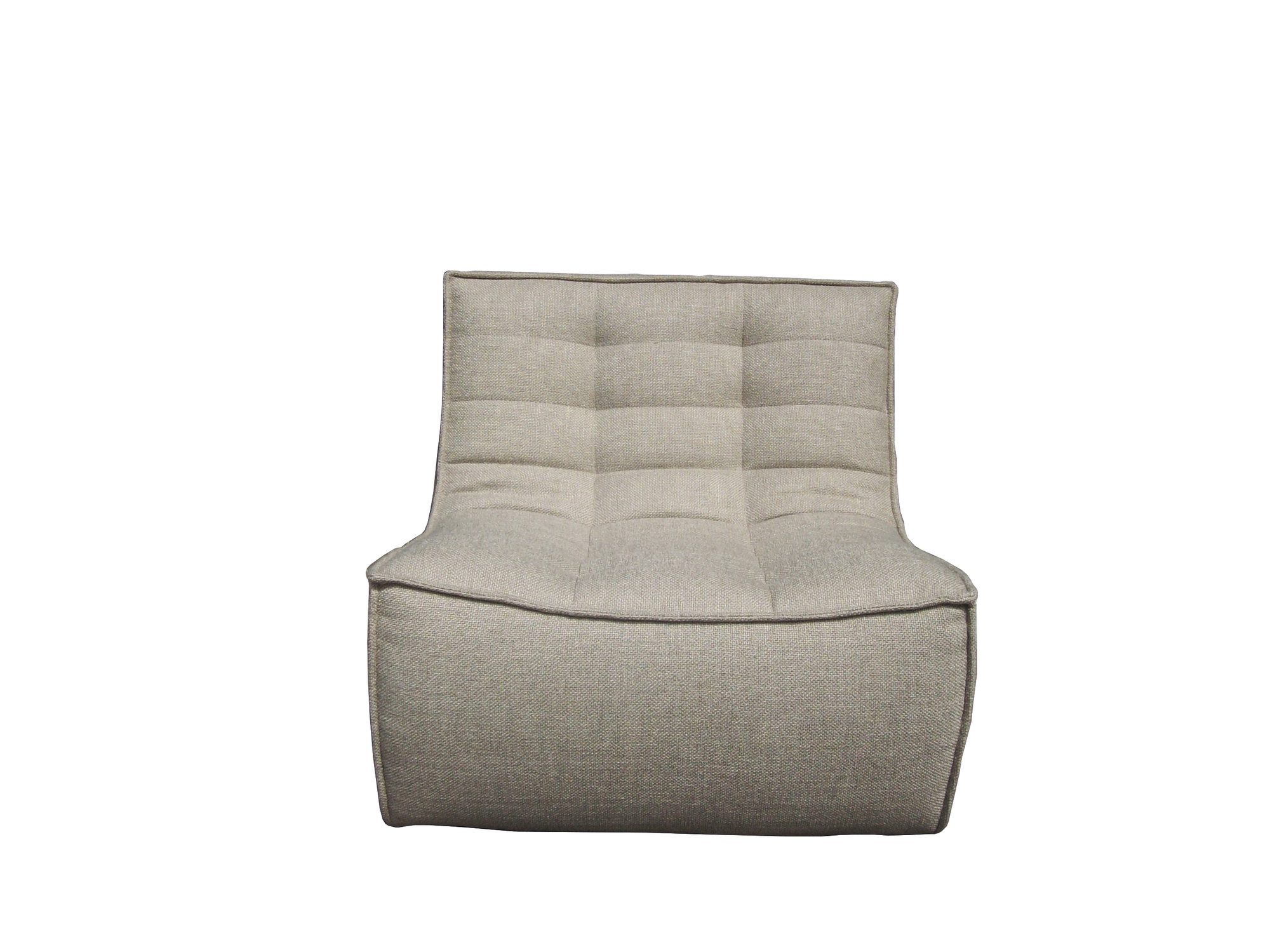 Ethnicraft N701 Sessel, beiger Stoff, modernes Design, bequemer Loungesessel für Wohnzimmer und Entspannung.