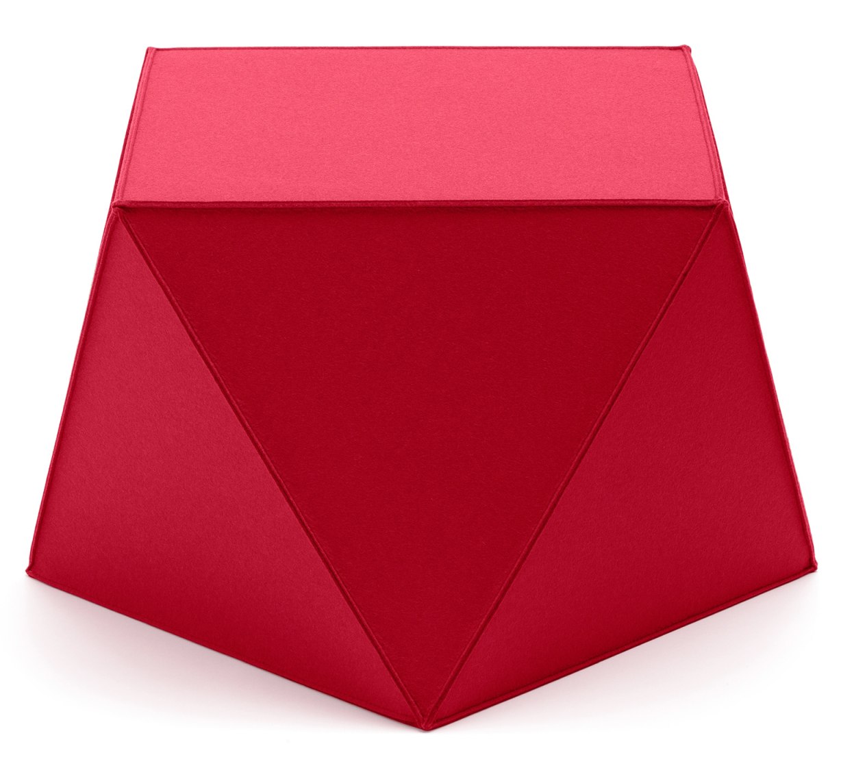 Roter Diamond Sitzhocker von HEY-SIGN by BWF Group, moderner Filzhocker in geometrischer Form.