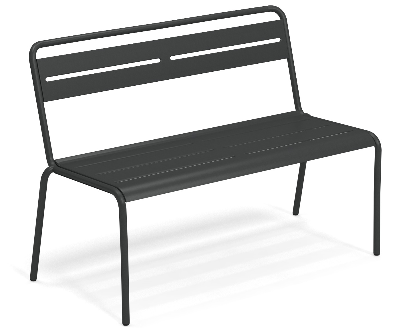 Schwarze Star Bench Bank von Emu für den Außenbereich, moderne Gartenbank aus Metall.