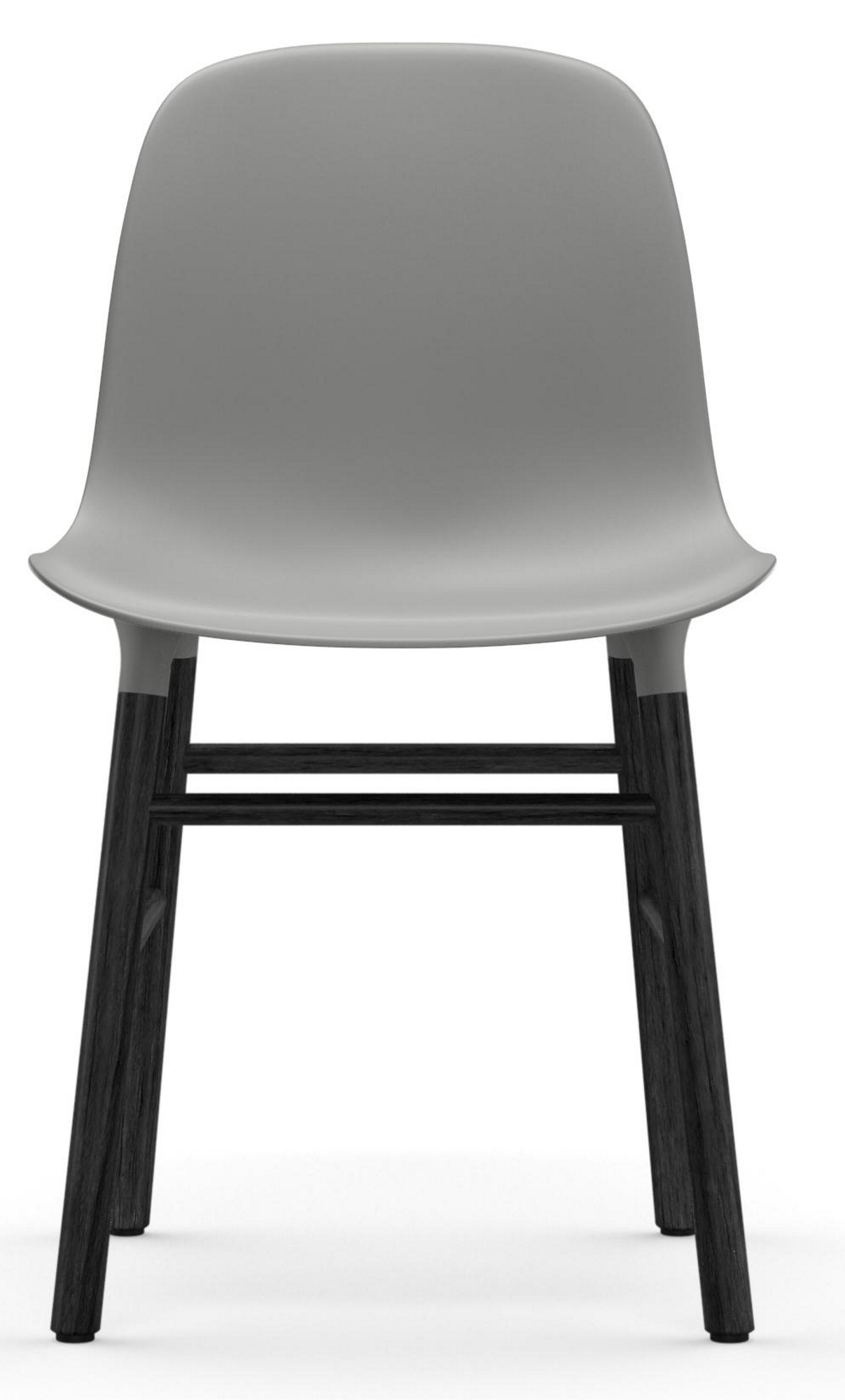 Grauer Form Chair Stuhl von Normann Copenhagen mit dunklen Holzbeinen, moderne Sitzmöbel für Esszimmer und Wohnbereich.