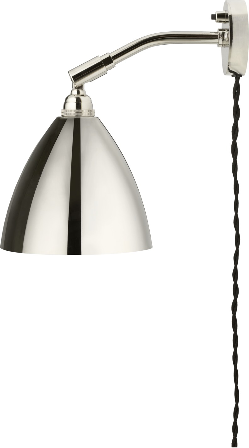Bestlite BL7 Wandleuchte von Gubi in Nickel mit schwarzem Kabel, moderne Innenbeleuchtung.