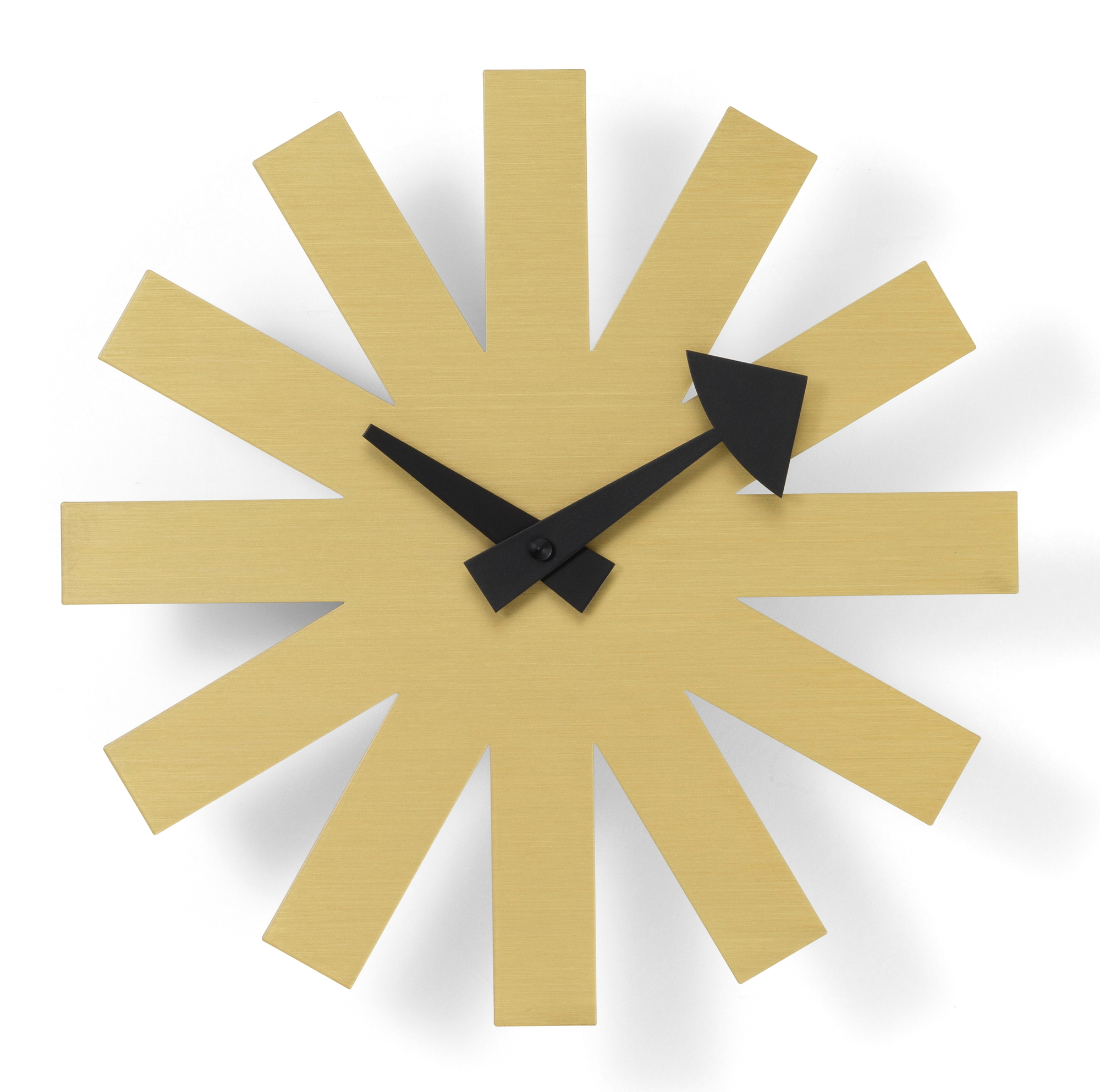 Asterisk Wanduhr aus Messing von Vitra: Moderne Design Wanduhr mit schwarzen Zeigern.