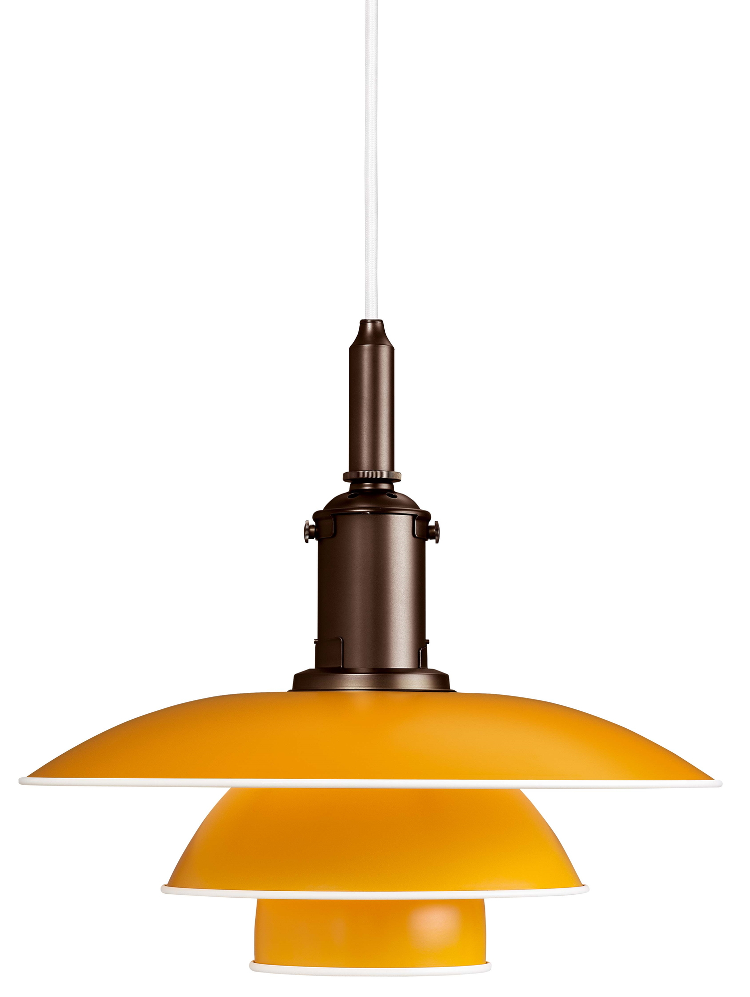 Gelbe PH 3 1/2-3 Pendelleuchte von Louis Poulsen, Designklassiker für stilvolle Beleuchtung.