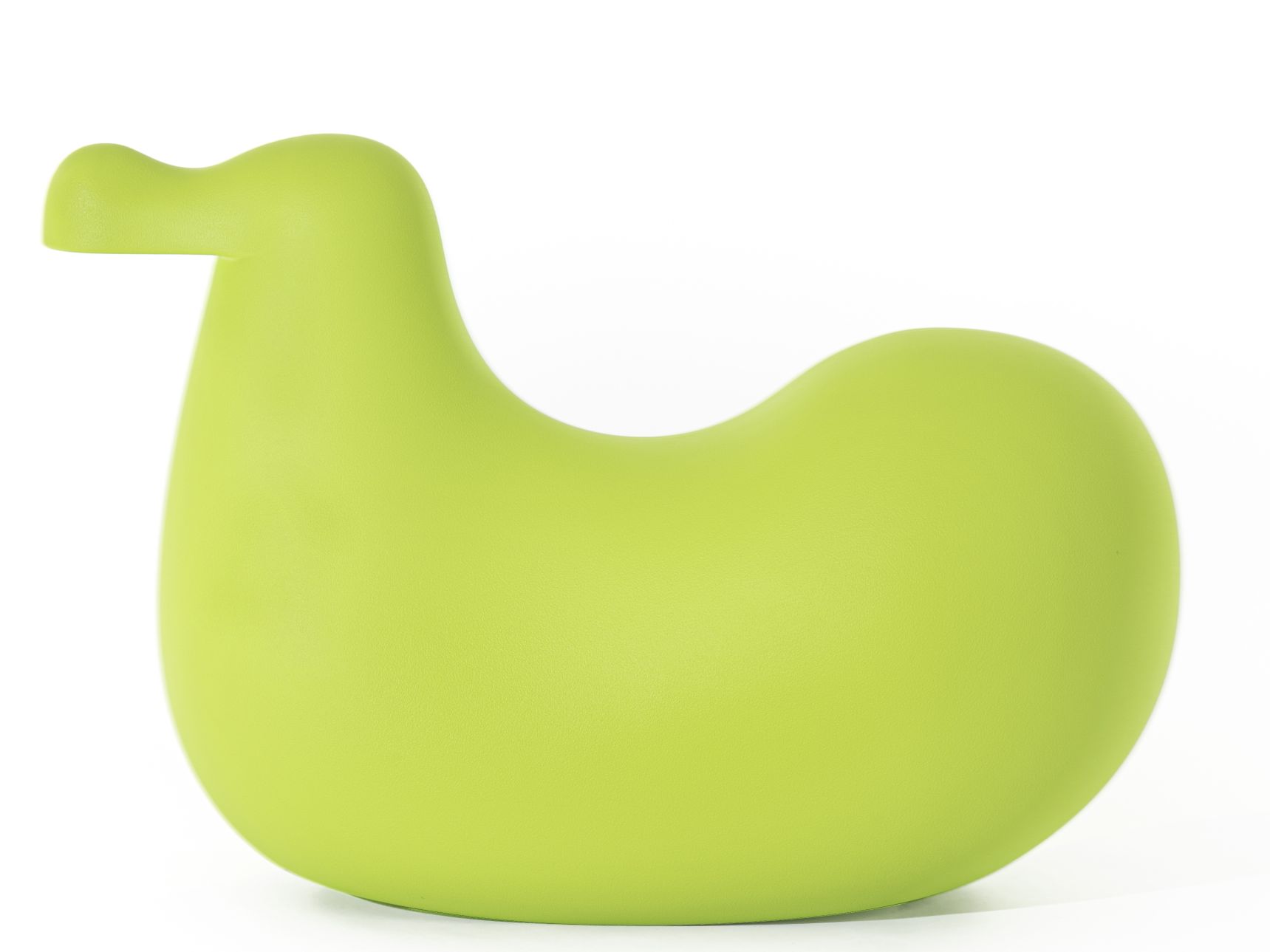 Grüner Dodo Schaukelvogel von Magis, modernes Kinderspielzeug und Schaukeltier für Kinderzimmer, isoliert auf weißem Hintergrund.