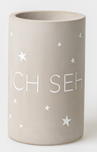 Räder Flaschenkühler "Ich seh Sterne" aus Beton, zylindrisch mit Sternen und Schriftzug.