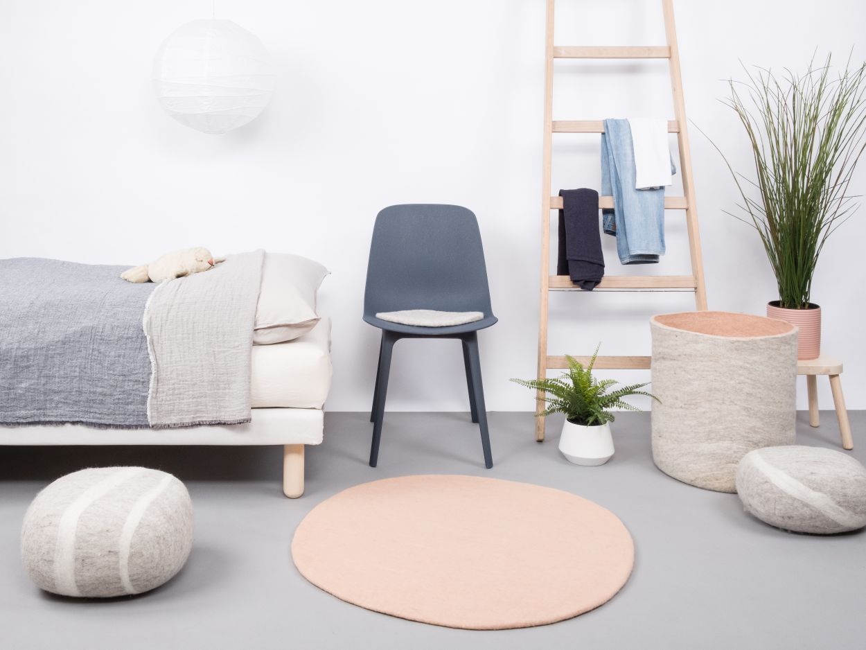 Mono rond vilten tapijt Ø 160 cm myfelt  Merle (roze)