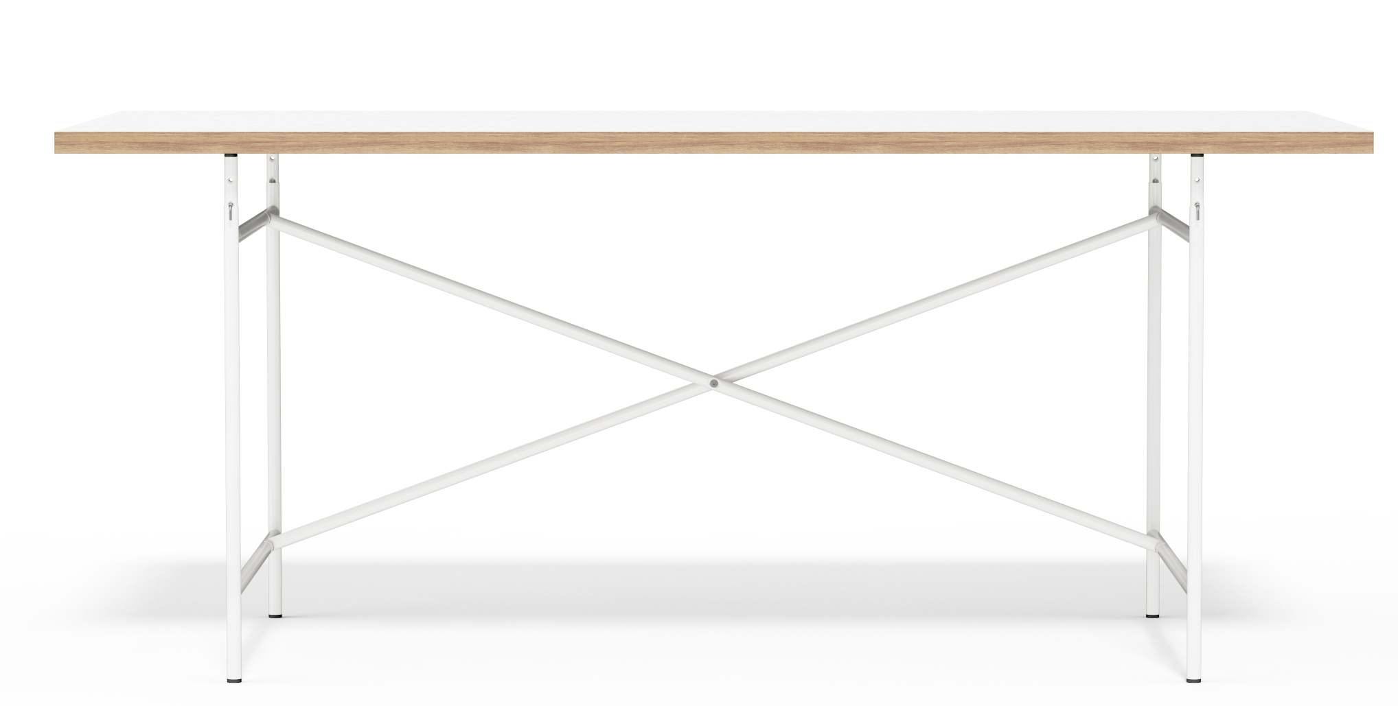 Eiermann Tisch mit weißer Tischplatte und weißem Gestell, Design Schreibtisch für Büro und Zuhause.