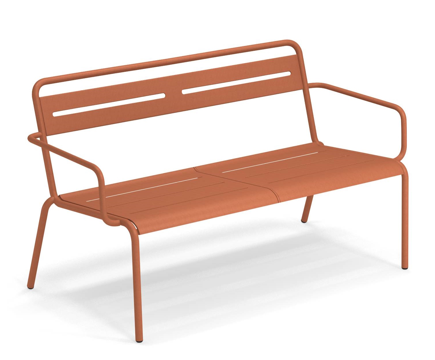 Star Sofa Outdoor Emu: Zweisitzer Gartenbank aus Metall in Terrakotta für Terrasse und Garten.