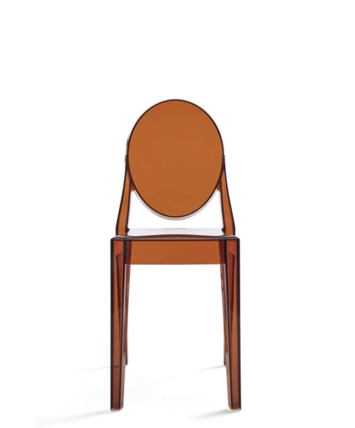 Victoria Ghost Stuhl von Kartell, transparent braun, moderner Design Stuhl für Esszimmer und Wohnbereich.