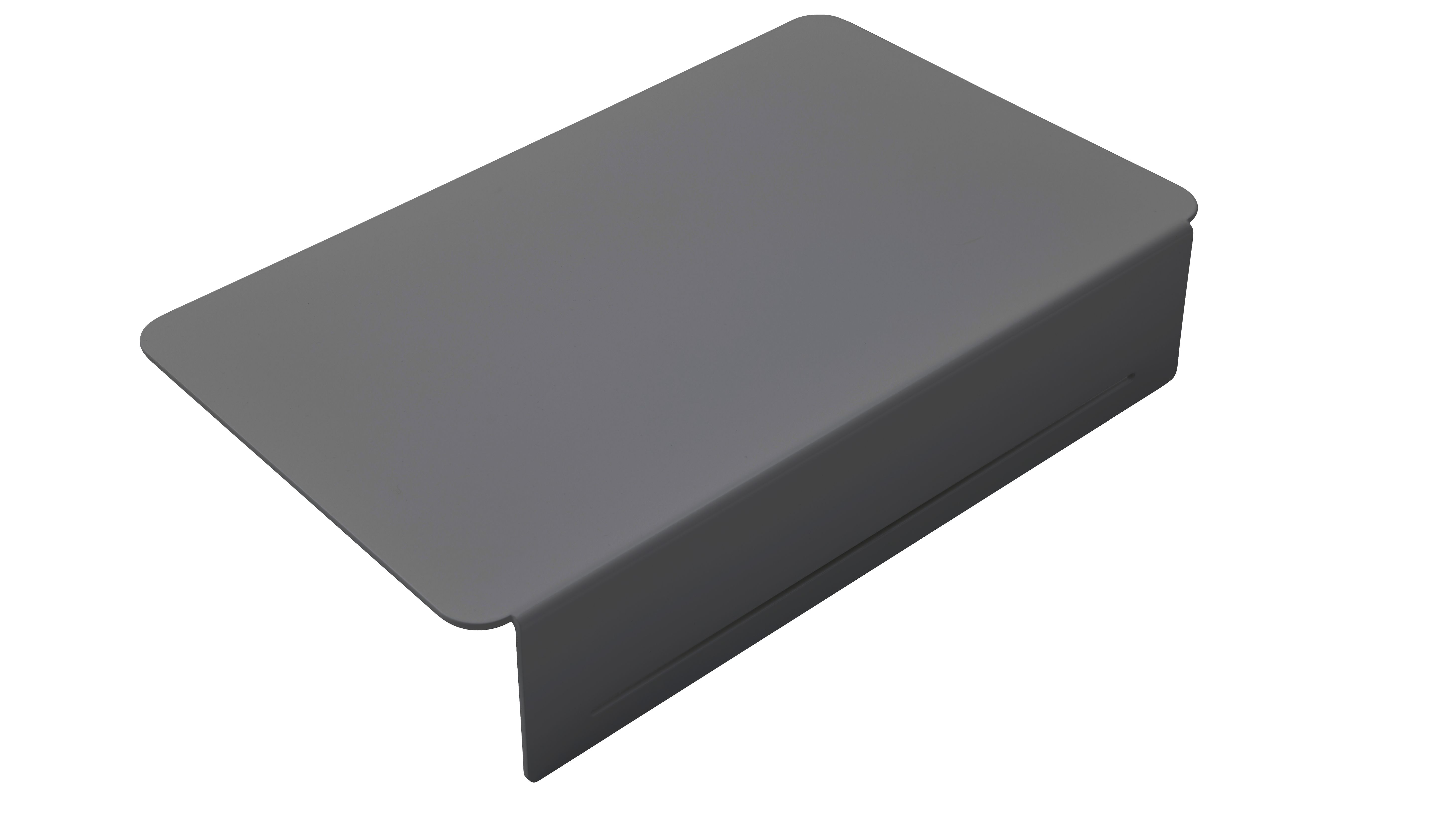 Graues Spaze Bett von Müller Möbelwerkstätten, modernes Design für Schlafzimmer, minimalistisch und funktional.