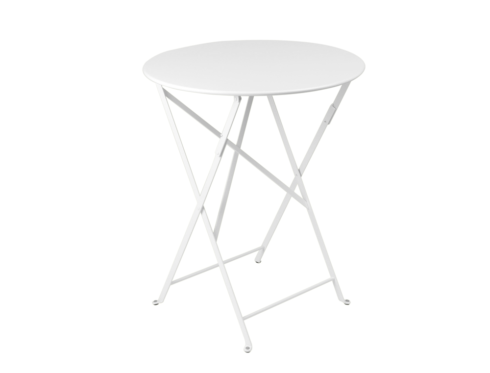 Weißer, runder Bistro Klapptisch von Fermob für den Garten oder Balkon. Outdoor geeignet.