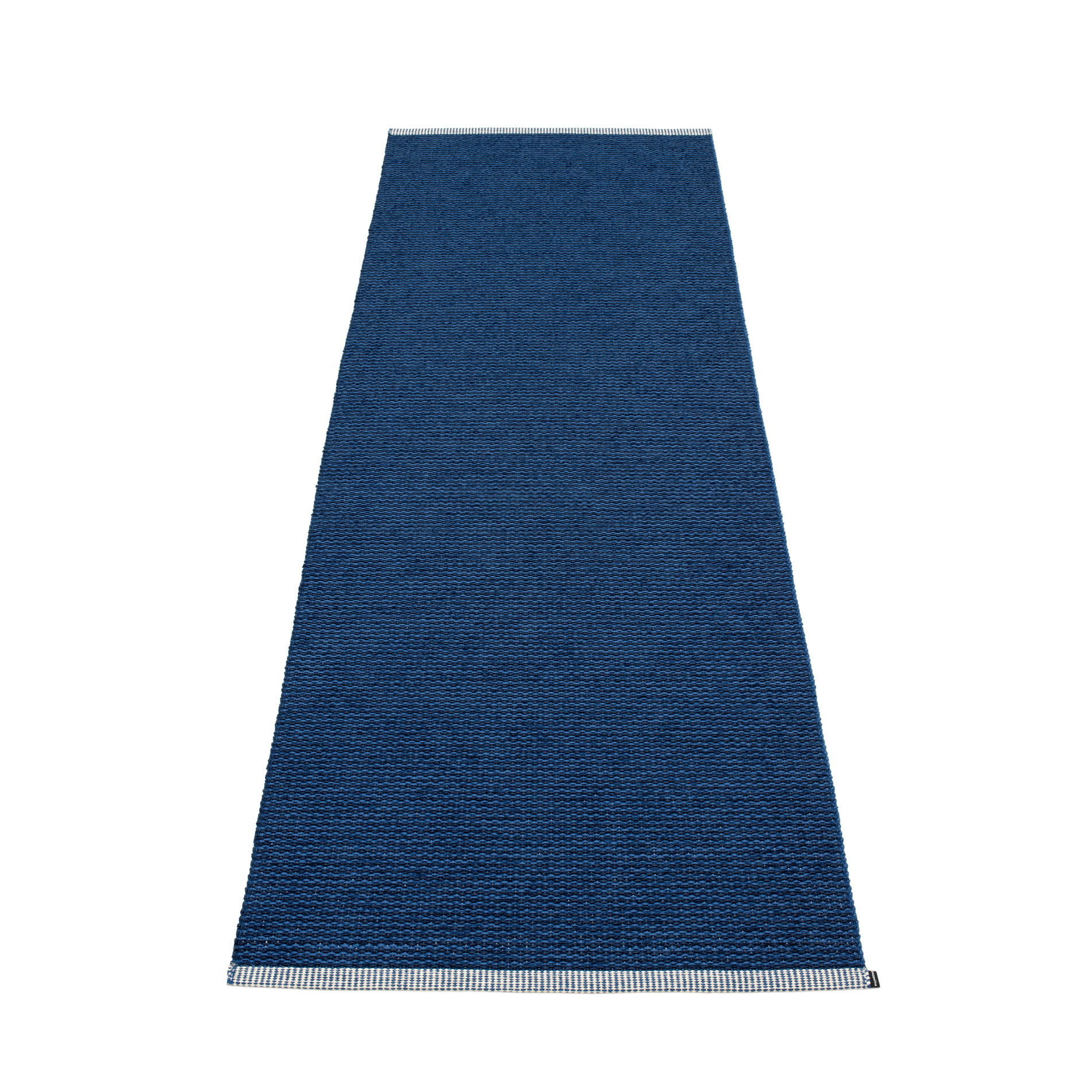 Blauer Pappelina Kunststoffteppich Mono, 85x260 cm, für Innen- und Außenbereich geeignet.