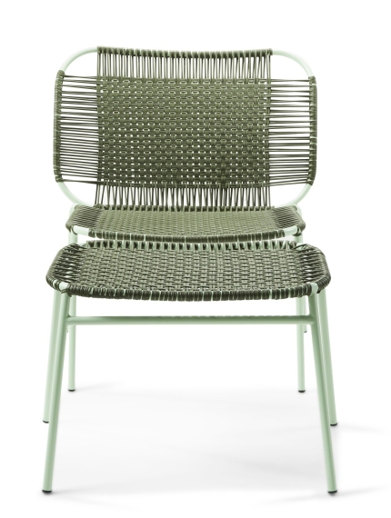 Cielo Fußhocker Outdoor, ames, olive grün und pastellgrün, geflochten, für Garten und Terrasse.