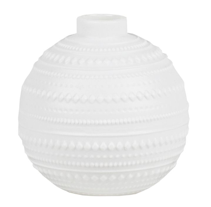 Weiße Living Wunderkugel Vase von Räder mit filigranem Punktmuster, moderne Dekoration.