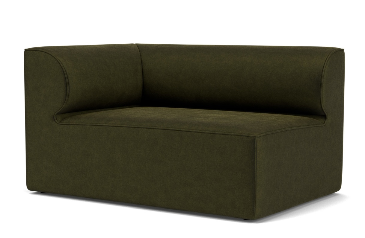 Nahaufnahme des olivgrünen Eave Modular Sofas von Audo Copenhagen, Eckelement für Wohnzimmer und Loungemöbel.