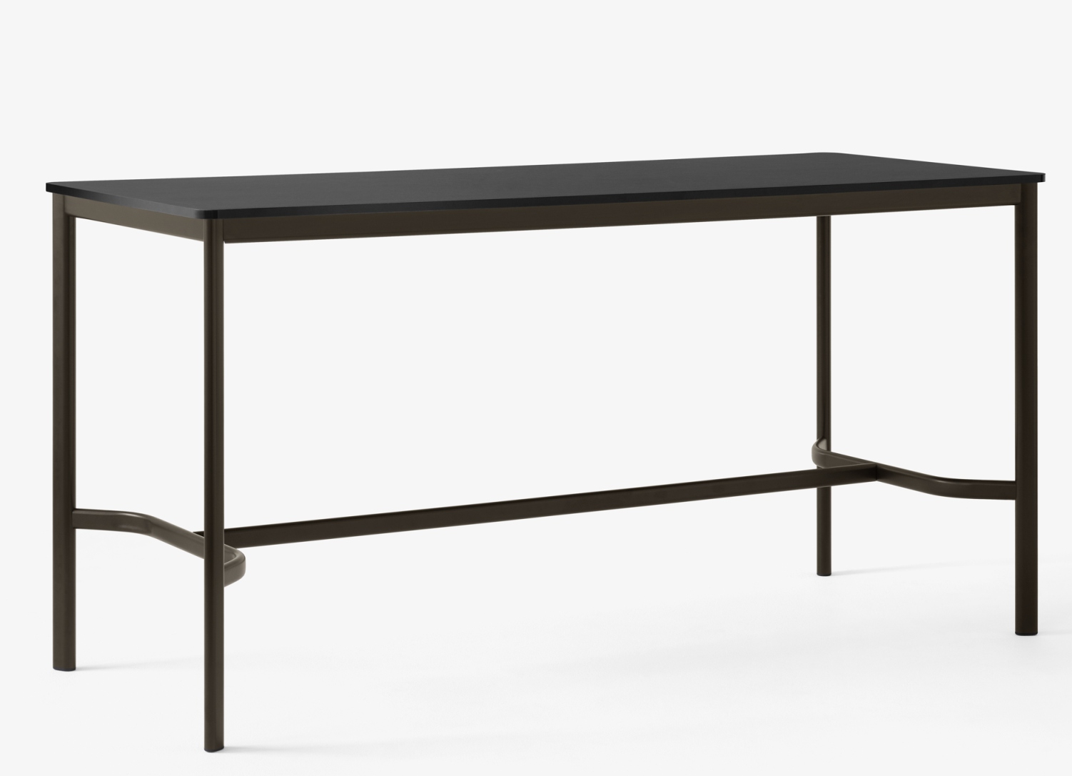 AndTradition Drip High Table: Moderner Stehtisch mit schwarzer Tischplatte und dunklem Metallgestell für Büro und Zuhause.