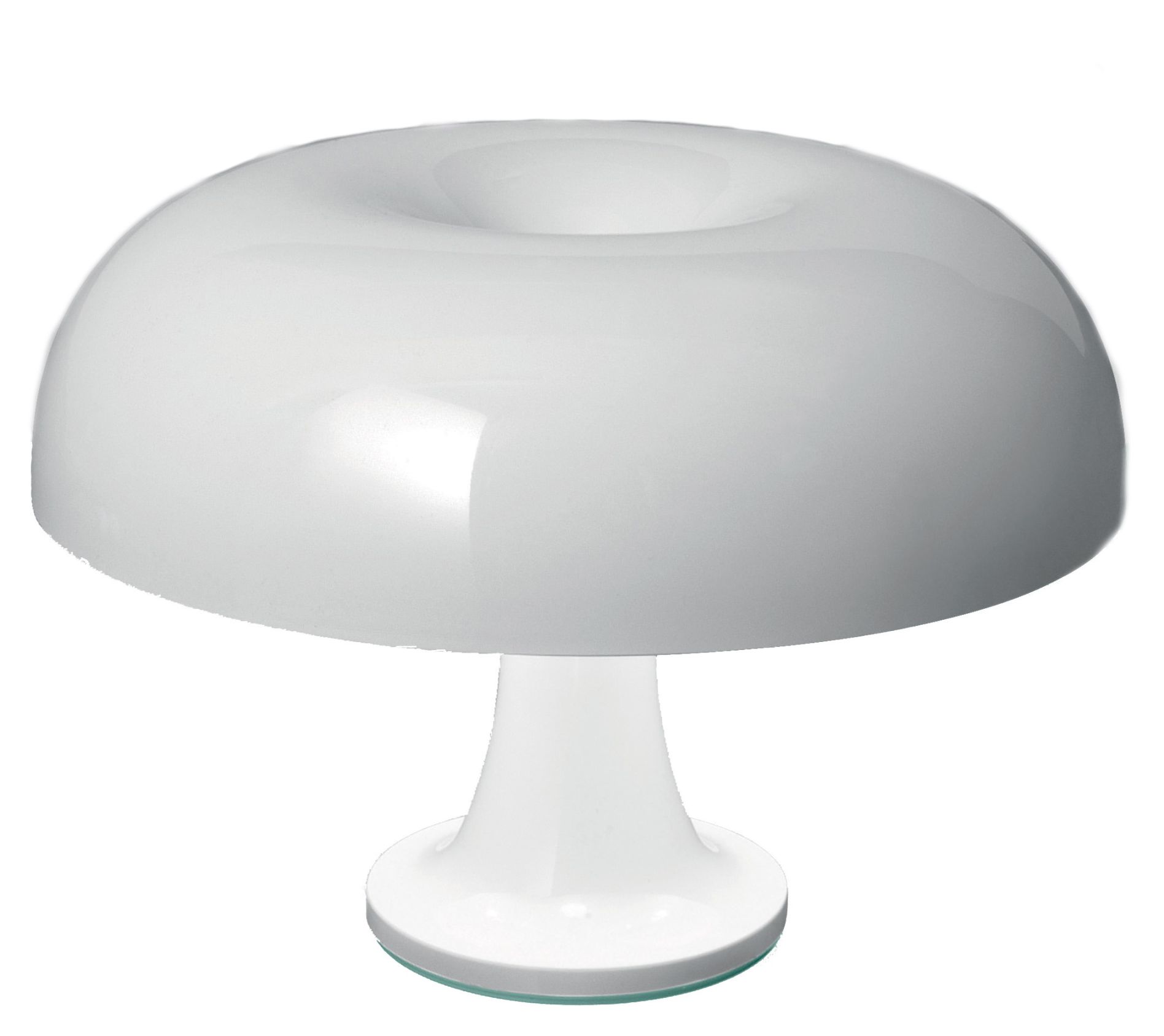 Weiße Nessino Tischleuchte von Artemide, Pilzdesign, moderne Lampe für Wohnzimmer und Schlafzimmer.