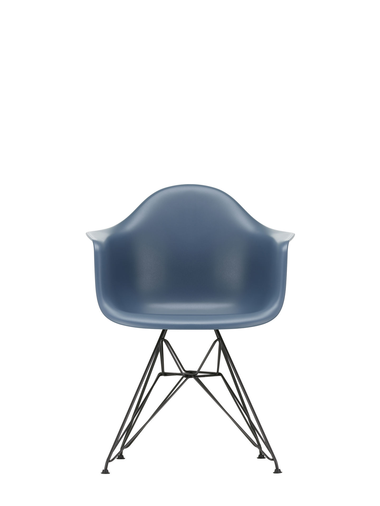 Eames Plastic Arm Chair DAR Stuhl von Vitra in Forest; moderner Designklassiker mit schwarzem Drahtgestell.