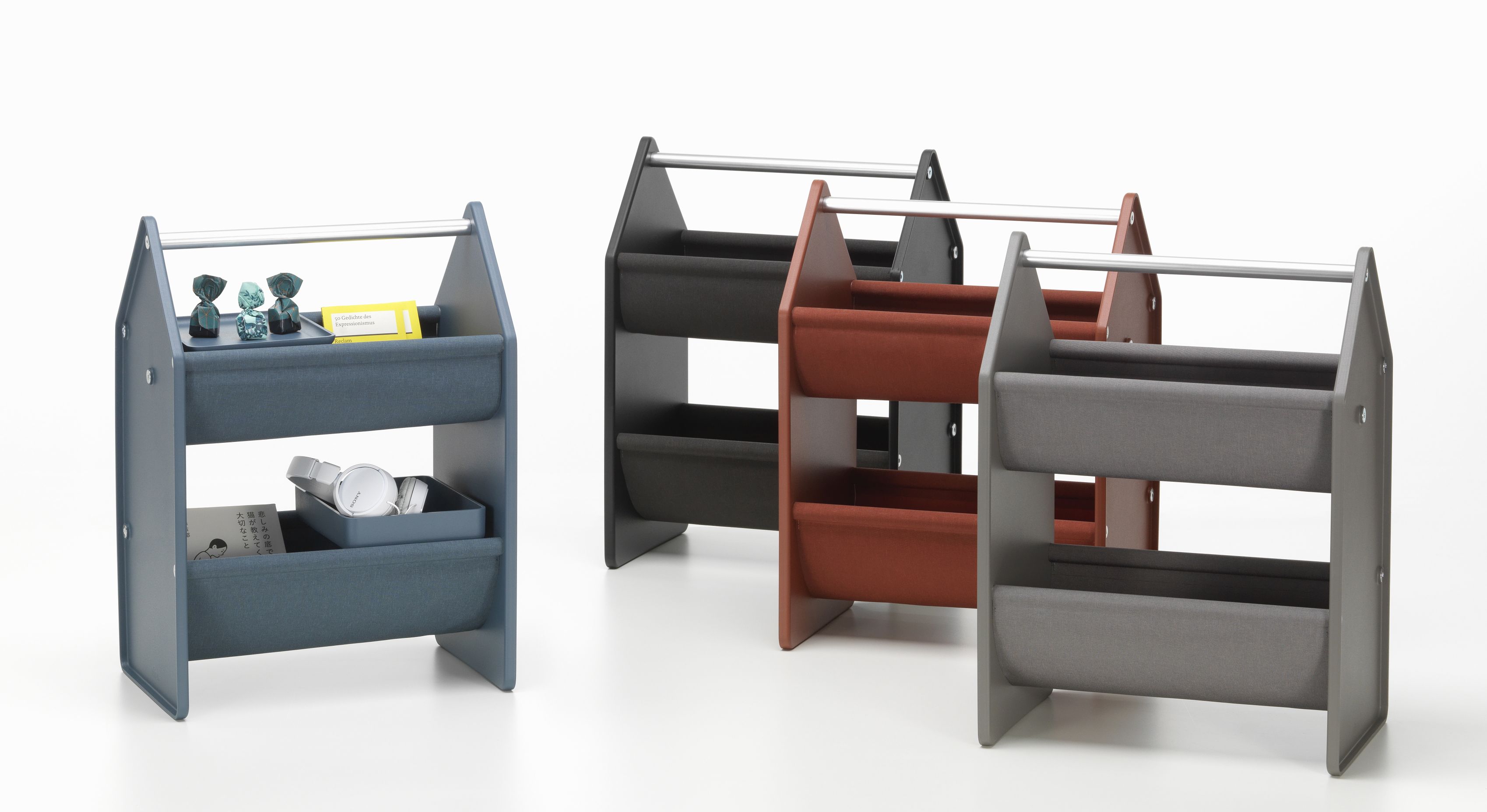 Vitra Drop Box Tray Set in verschiedenen Farben, modernes Aufbewahrungssystem für Büro und Zuhause.