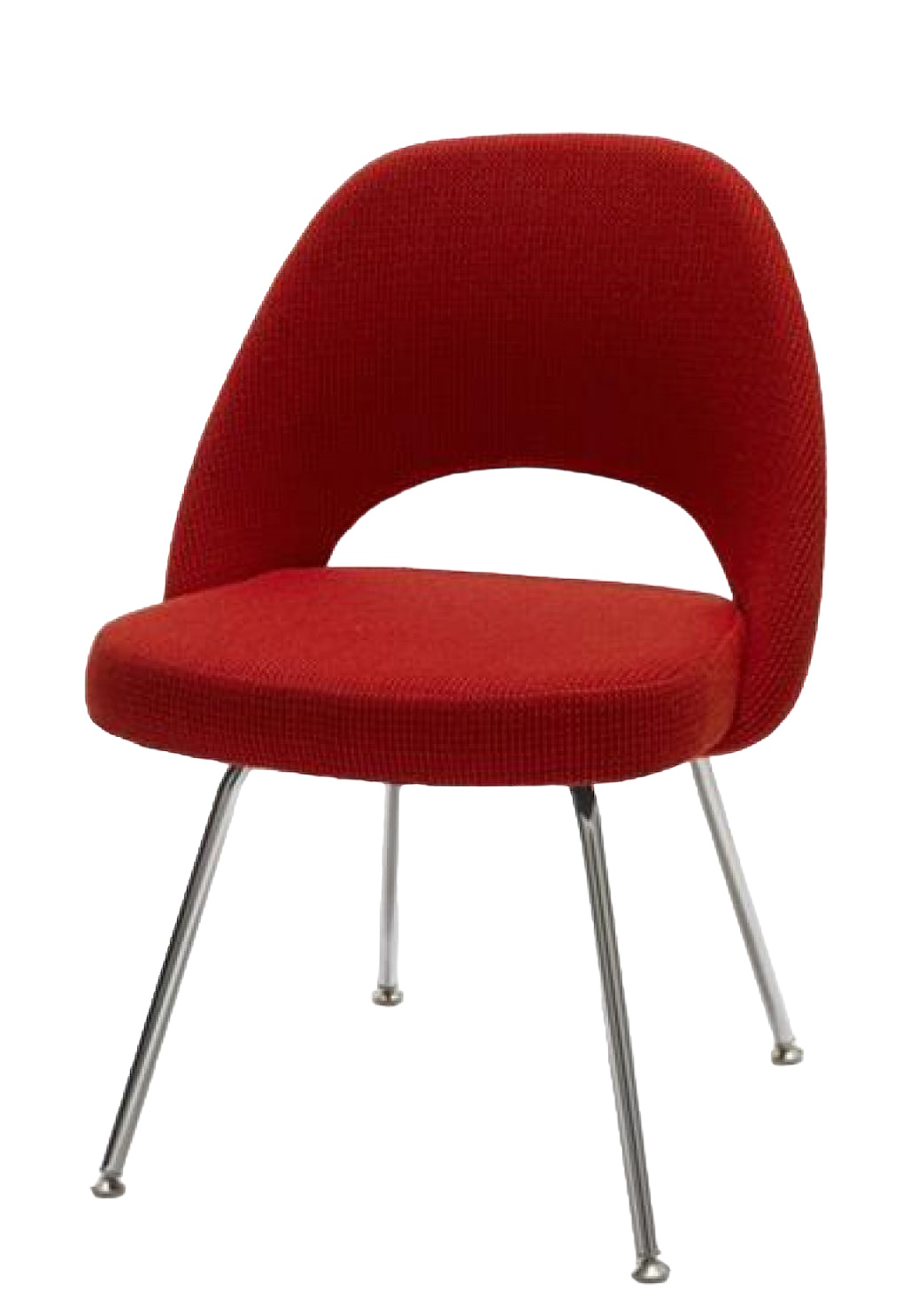 Roter Saarinen Konferenzstuhl mit Stoffbezug und verchromten Beinen von Knoll International.