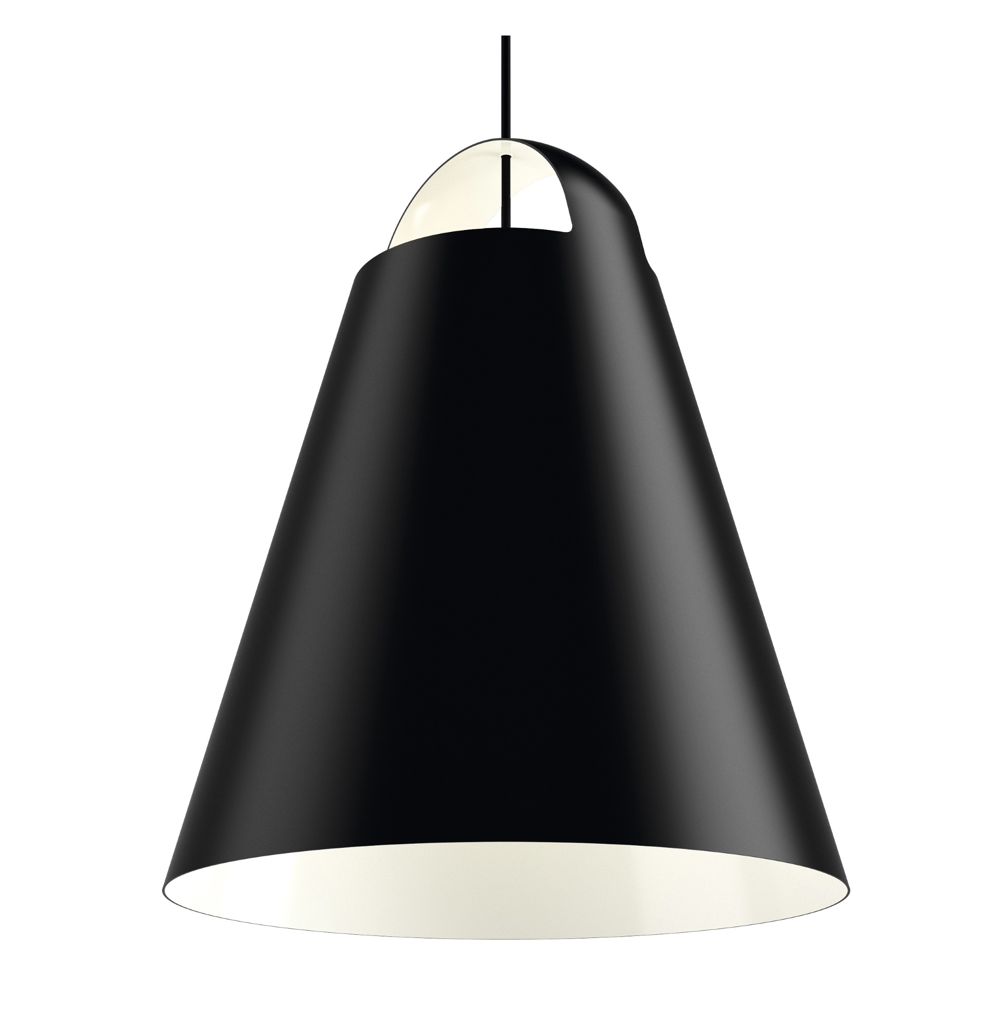Schwarze Above Pendelleuchte von Louis Poulsen, Kegelform, modernes Design für Wohnzimmer und Esszimmer.