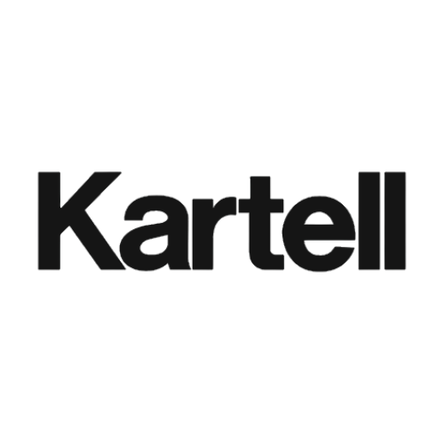 Logo der Marke Kartell, bekannt für Designermöbel und Wohnaccessoires aus Kunststoff.