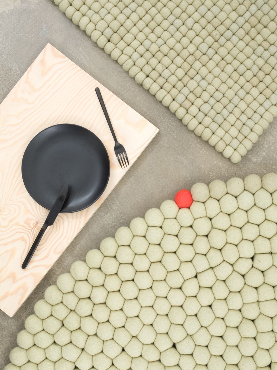 Big One rond viltkleed Ø 300 cm myfelt groenbeige