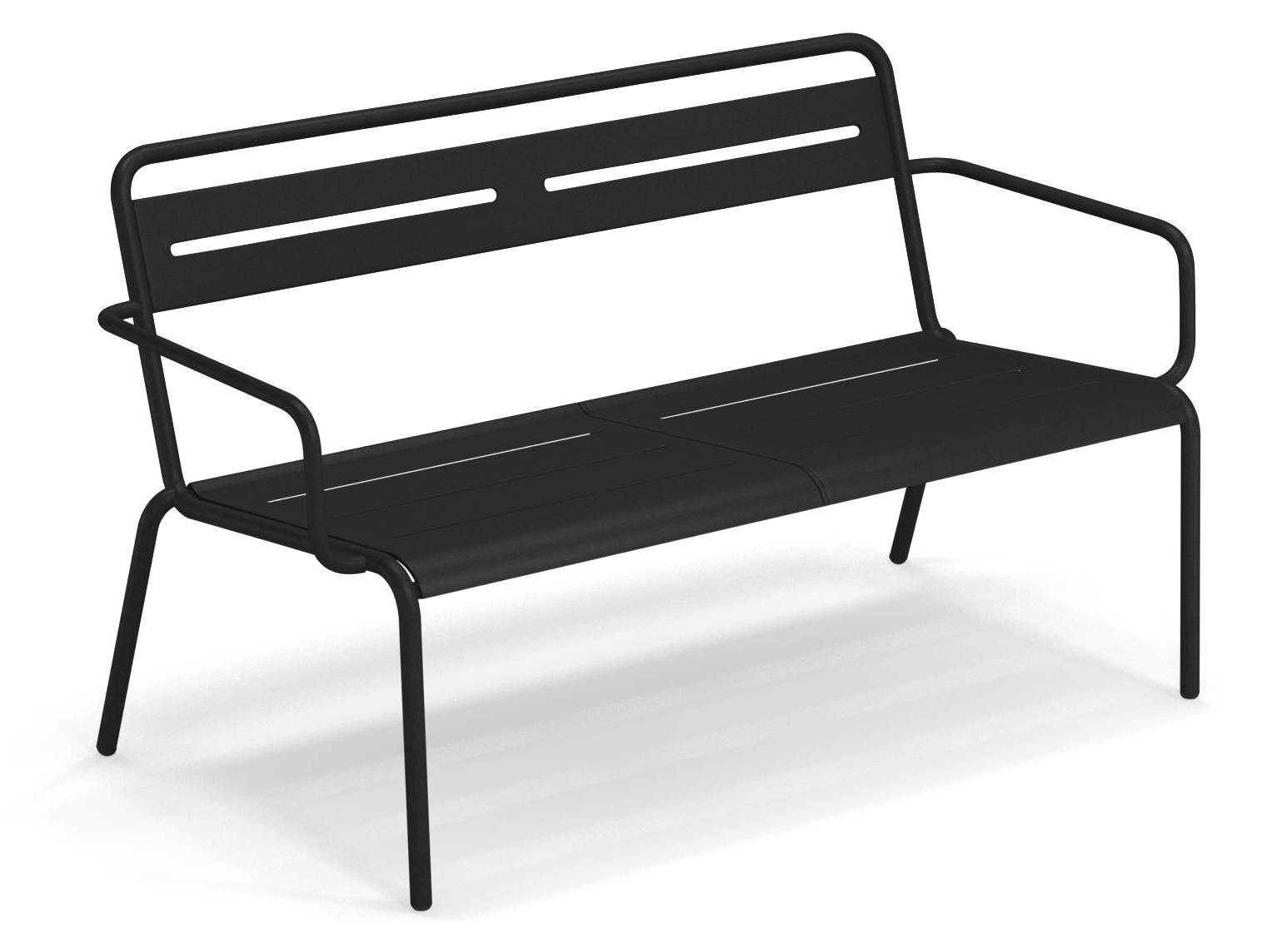 Schwarzes Star Sofa Outdoor von Emu, modernes Design Gartenbank aus Metall für Terrasse und Garten.